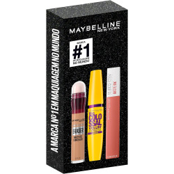 Maybelline NY Kit Queridinhos Batom Líquido Matte Ink 65 Seductress + Máscara De Cílios Colossal Lavável + Corretivo Eraser 120 Light